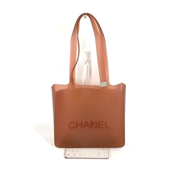 CHANEL Chanel Logo Beach Bag Shoulder Tote Rubber Women's Brown - Picture 1 of 10